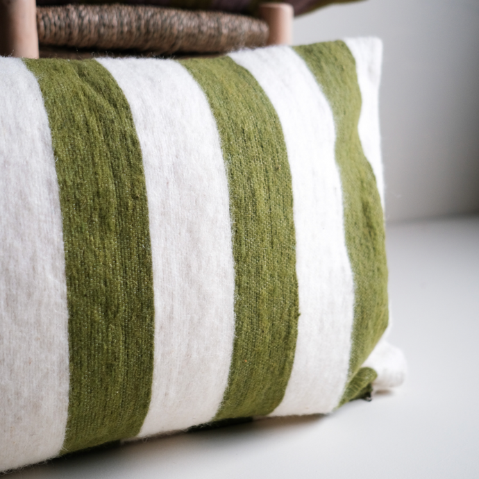 Household Hardware - Wool Pillow - Big Olive Stripe