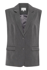 Gestuz - Joelle Waistcoat - Grey Pinstripe